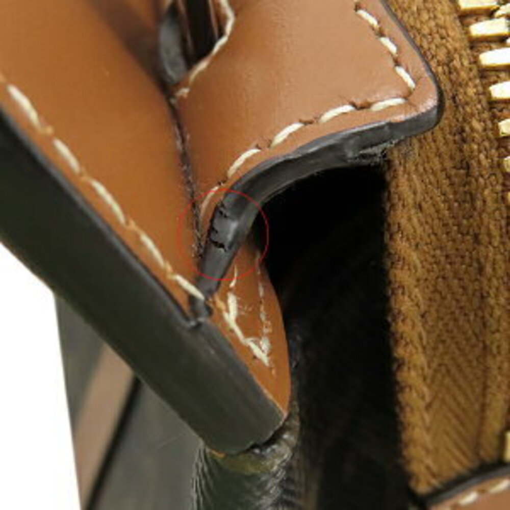 Celine Teen Cabas de shoulder bag leather Triomphe canvas tan black brown - Picture 9 of 9